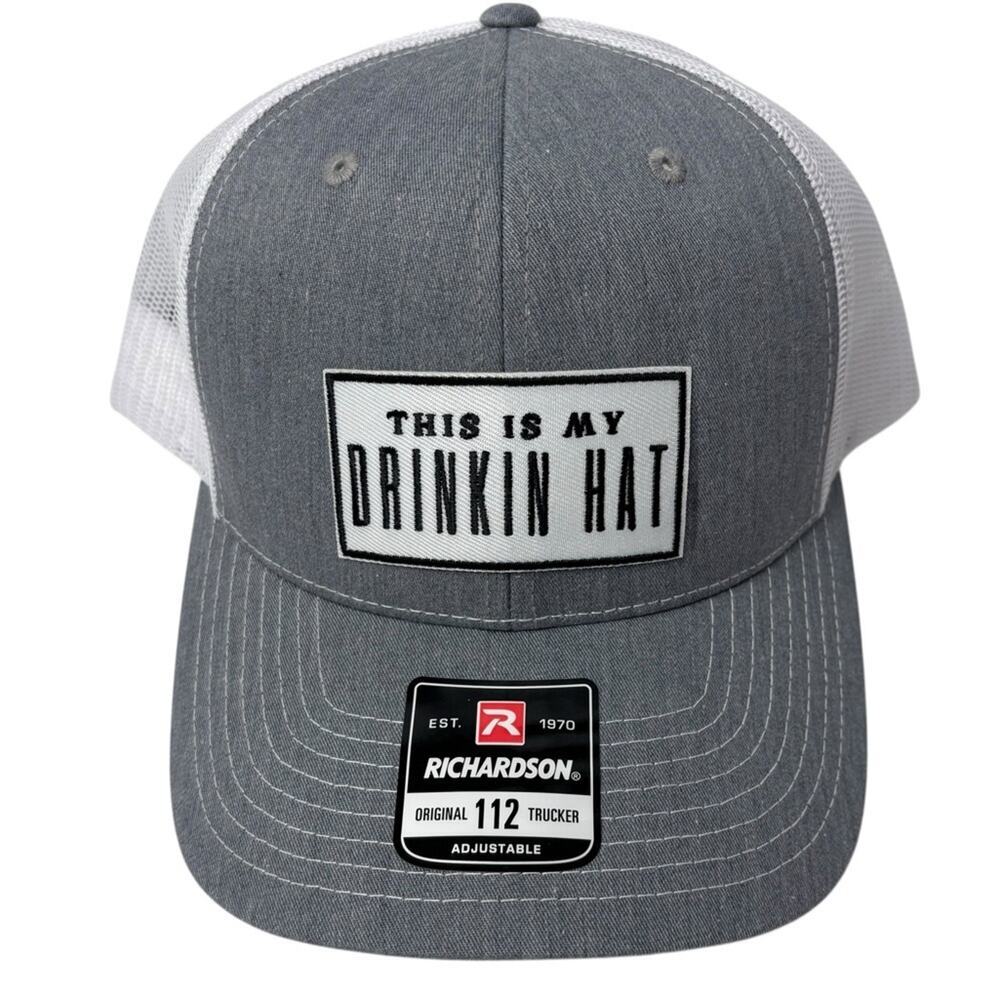 New Richardson Charcoal & White Trucker Hat Drinking Humor Unisex